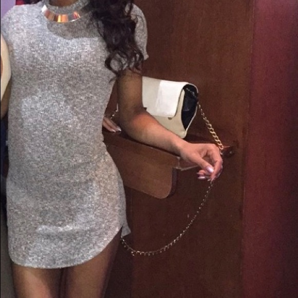 Short Sleeve Gray Mini Dress - Picture 2 of 4